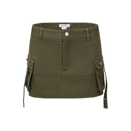 URBAN REVIVO Casual Short Skirts Women's Iron Green