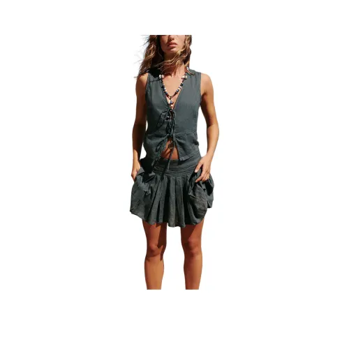FREE PEOPLE Wishing Well Linen Set Skirt Set Women's Iron Gate