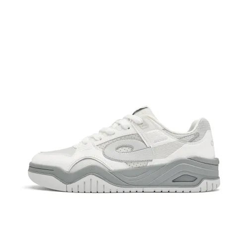 QIAODAN Coverage Slip Resistant Balance Low Top Skateboard Shoes Men's Cloud Peak White With Light Gray