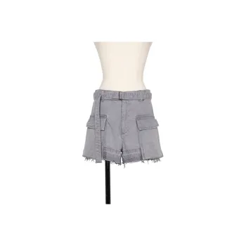 Sacai Belted Cargo Denim Shorts