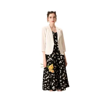 FENHONGMALI Skirt Set Women's Black White Heather