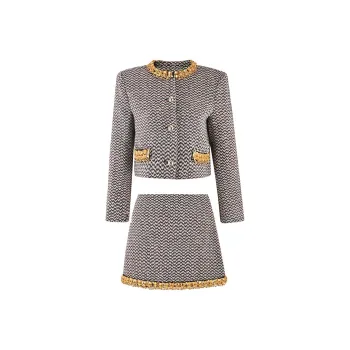 CHARM PICK Skirt Set Women's Black White Pattern Color