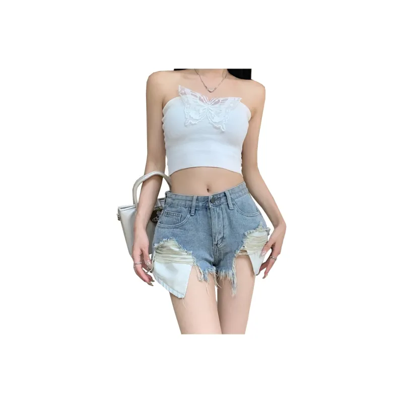 Concubine Zhu Denim Shorts Women's Vintage Blue-0