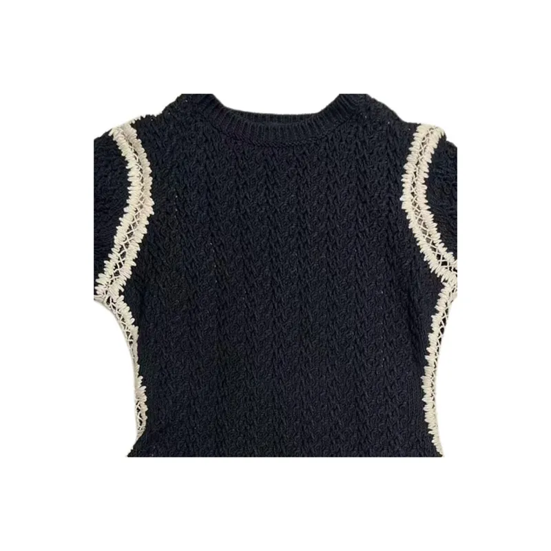 CHANEL 22C Early Spring Vacation Collection Short Sleeved Dress Women's Black-2