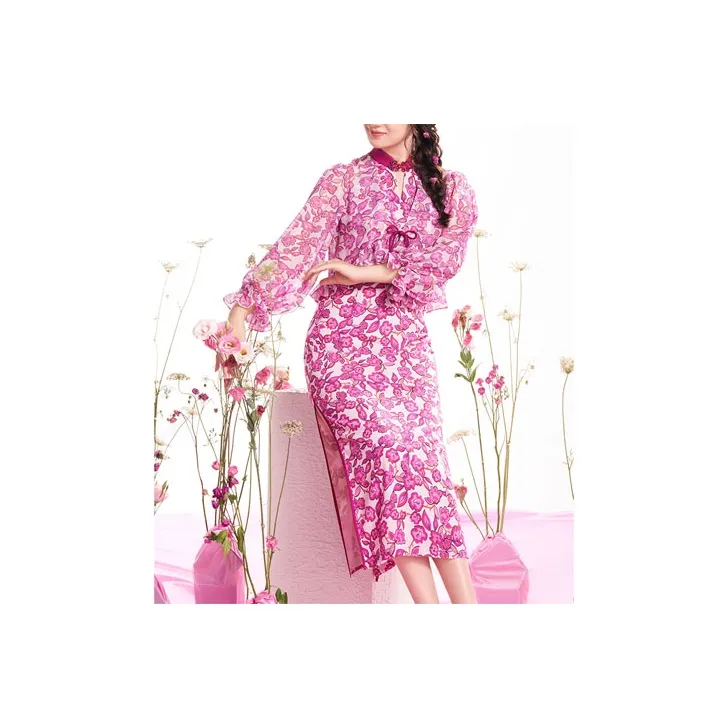 Shimiko Cheongsams Women's Wine Among Flowers-0
