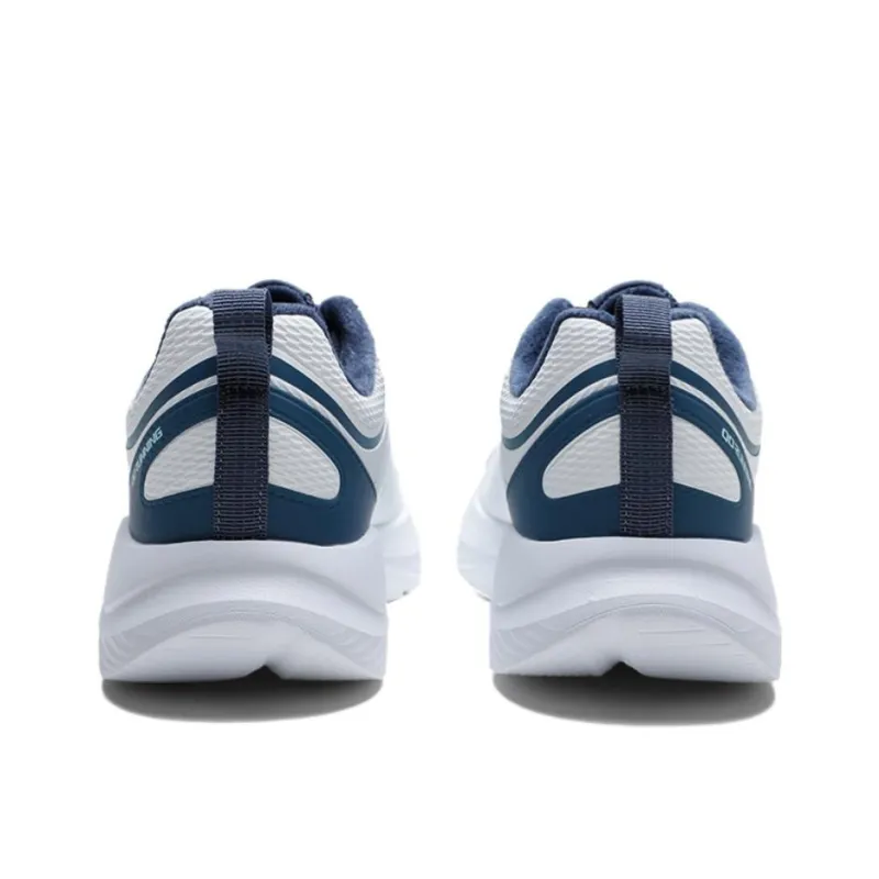 QIAODAN Anti Slip Wear Resistant Low Top Casual Running Shoes Men's White Blue-4