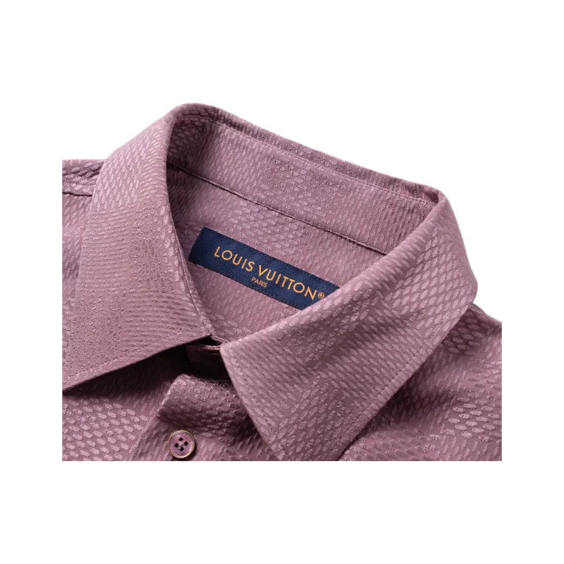 LOUIS VUITTON 1AHCGE Jacquard Damier Long Sleeved Silk Shirt-3