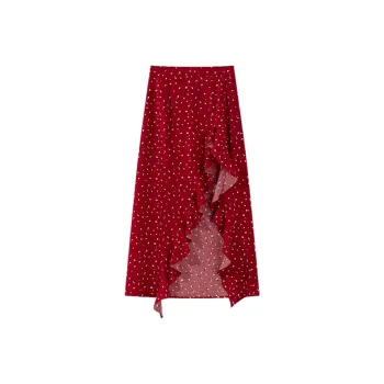 QYPRF Casual Long Skirt Women's Red
