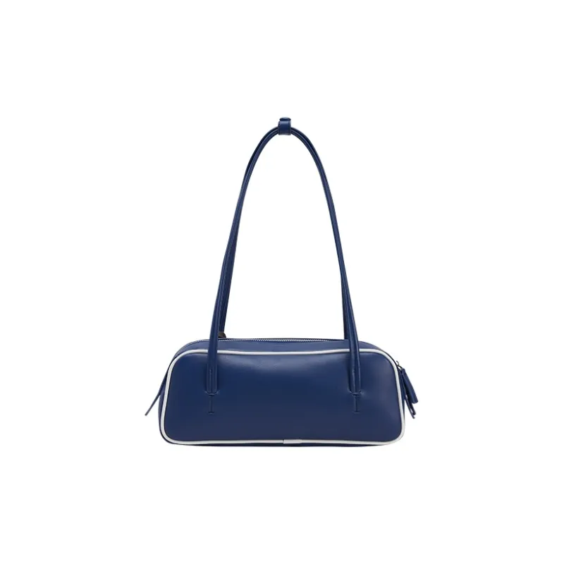 URBAN REVIVO Artificial Leather Boston Bag, Shoulder Bag Medium Size Women's Total Crimson/Royal Blue-7