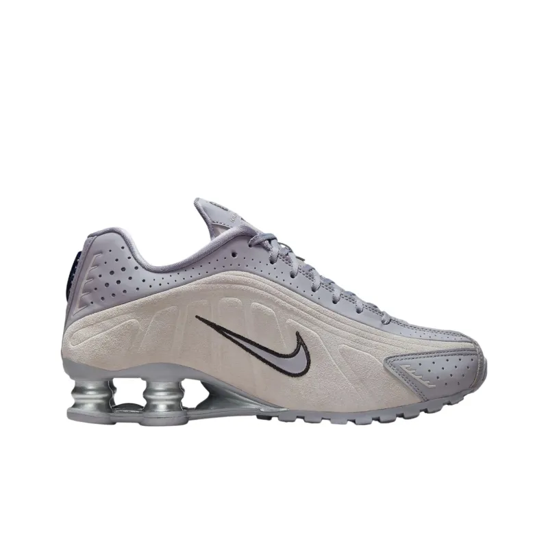 Nike Shox R4 Anti Slip Wear Resistant Low Top Running Shoes Unisex Gray Blue-1
