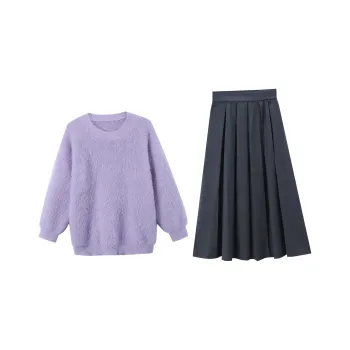 ZCDECO Skirt Set Women's Purple Gray