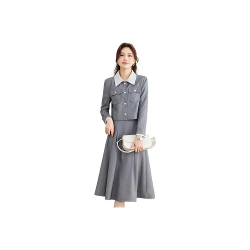 TERRE BLEUE FW24 Skirt Set Women's Gray