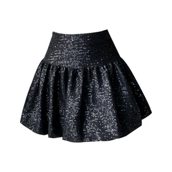 HTHK Casual Short Skirts Women's Black/White/Gold