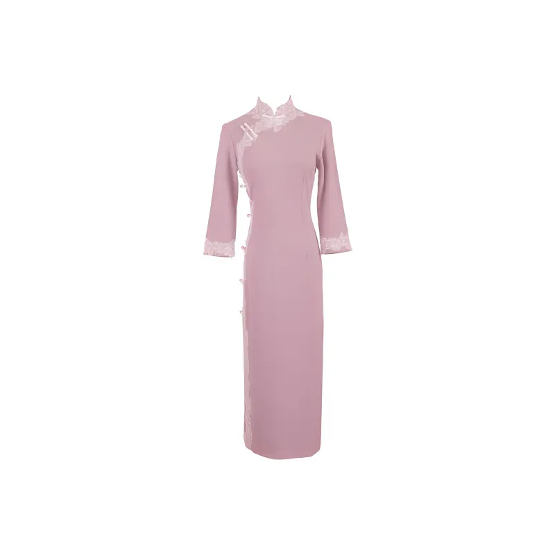Red Colored Clothes Cheongsam Women's Purple-0