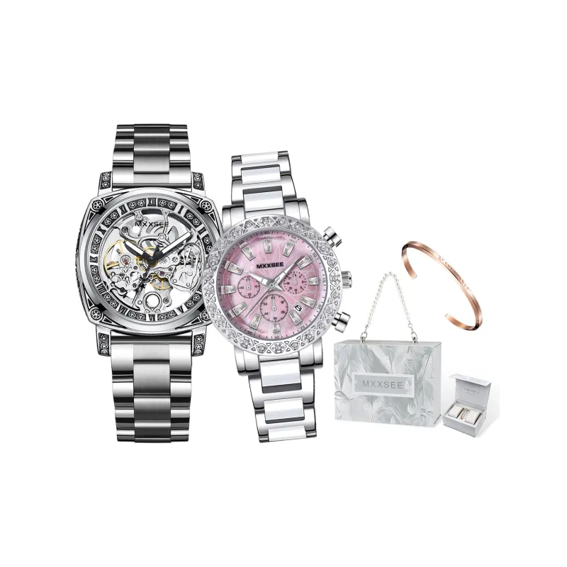 MXXSEE Automatic Mechanical Movement Steel Strap Watch Unisex White Dial-62