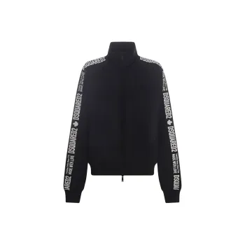 DSQUARED 2 Logo stripes Zip up Cotton Sweatshirt