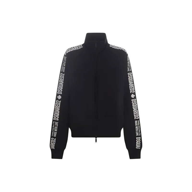 DSQUARED2 Logo stripes Zip up Cotton Sweatshirt-0