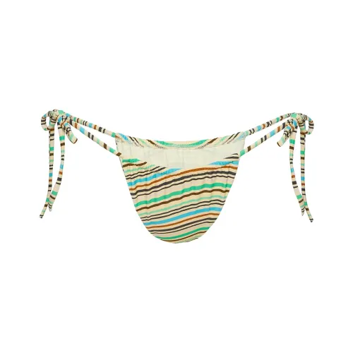 PRINCESS POLLY JENNER TIE SIDE RUCHED BIKINI BOTTOM Swimming Shorts Women's Green Stripe/Green Stripes