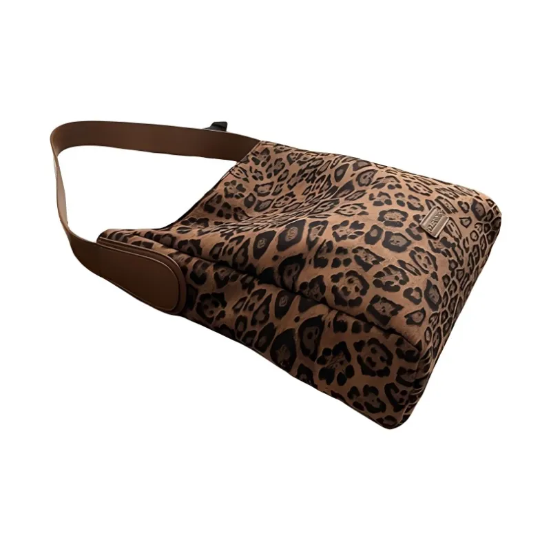 Fitchell Suede Shoulder Bag Women's Leopard Print/Black/Khaki-3