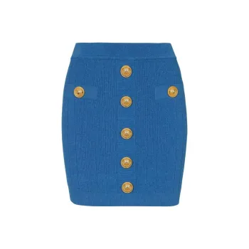 BALMAIN Button Embellished Knitted Mini Skirt