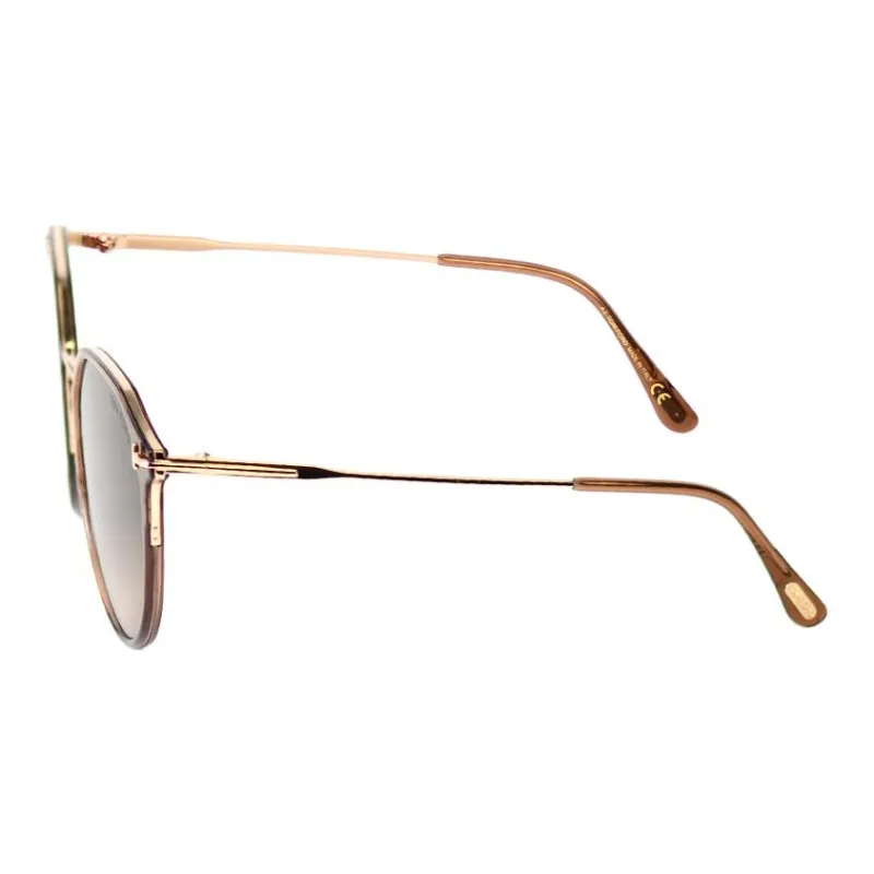 TF Plate And Metal Oval Sunglasses Unisex Brown-2