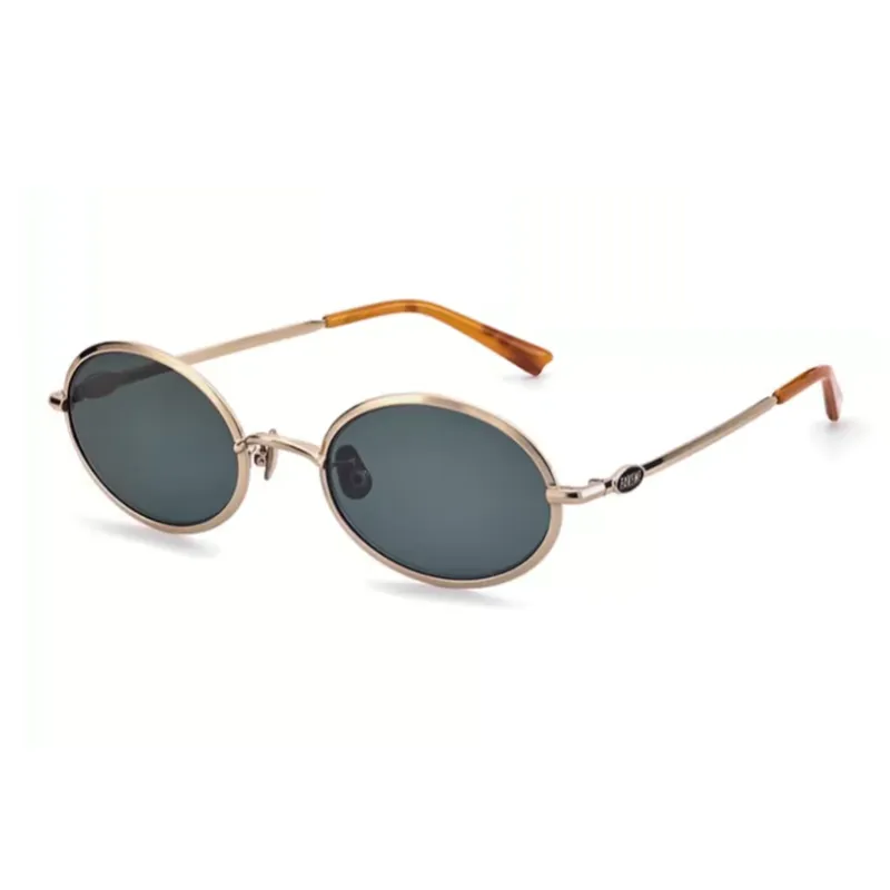 Fakeme Metal Oval Sunglasses Unisex Gold-0