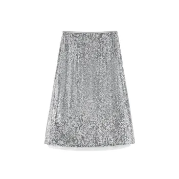 PEACEBIRD Casual Long Skirts Women's Silver