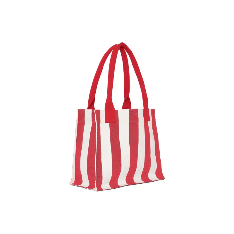 GANNI Recycled Cotton Tote Bag, Shopping Bag, Handbag Tubas Women's Red & White-1