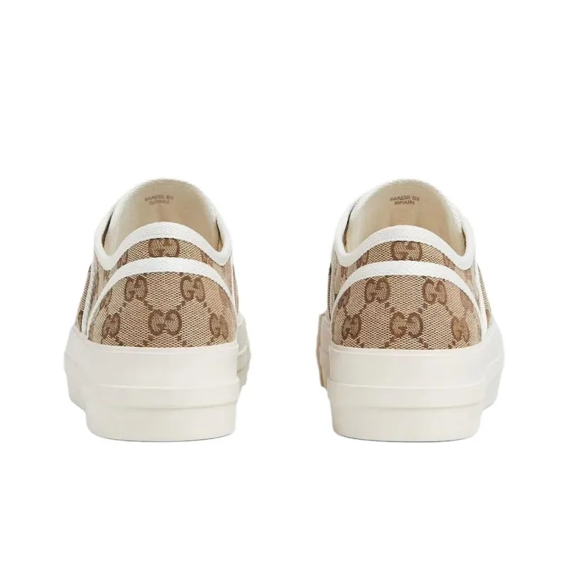 GUCCI Low Top Canvas Shoes Women's Beige-4