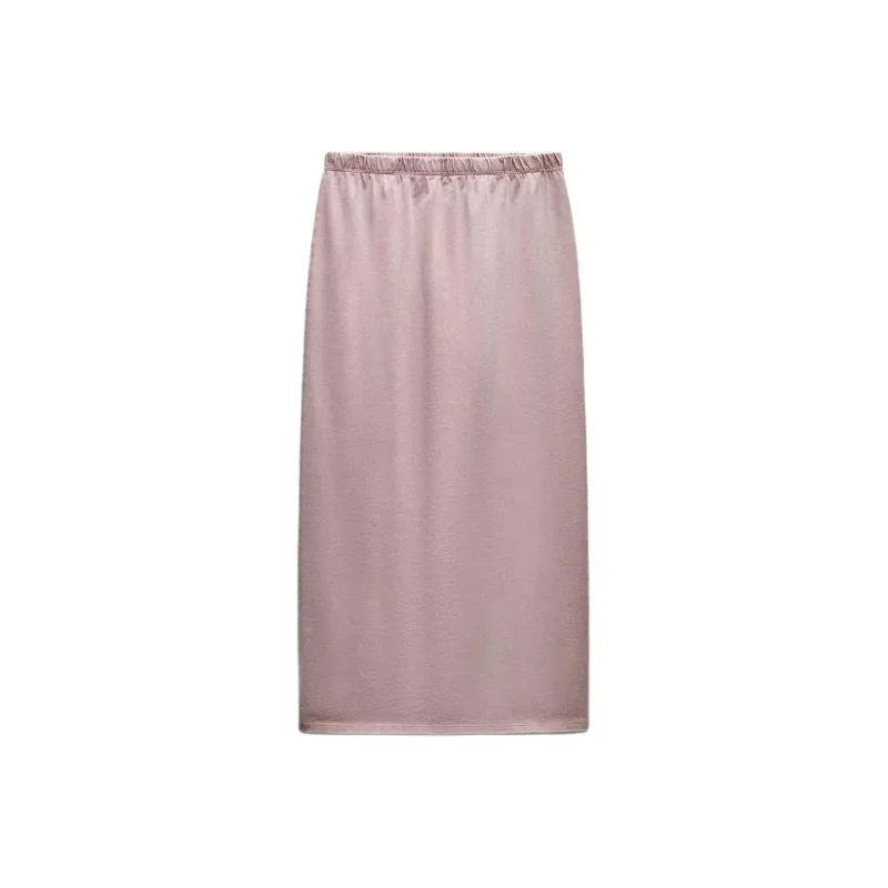 ZARA Casual Long Skirts Women's Light Purple Red-0