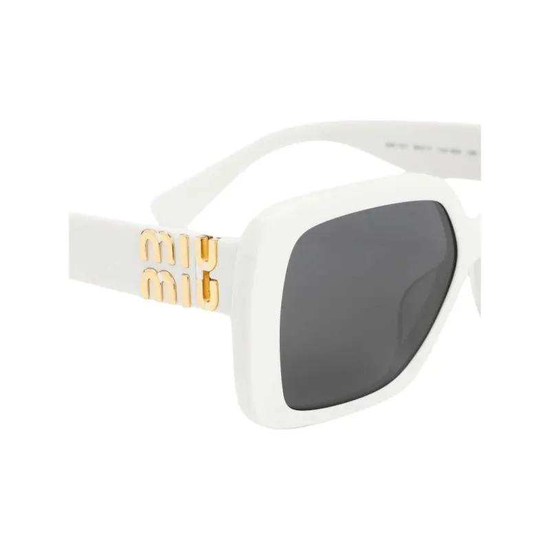 MIU MIU Irregular Shape Sunglasses Women's White-3