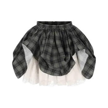 Selkie Collection FW24 Casual Short Skirts Women's Gray And White Alternating Plaid Print