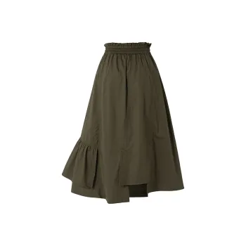 SOON FLOWER Casual Long Skirts Women's Army Green