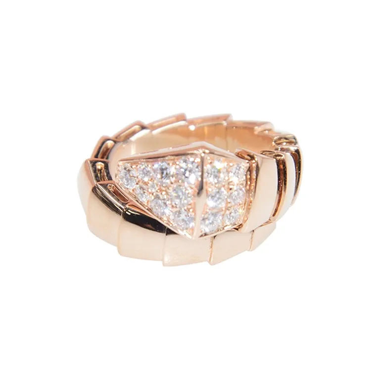 BVLGARI Pre Owned 18kt Rose Gold Serpenti Diamond Ring-1