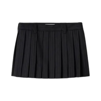 MIU MIU Pleated Pinstripe Mini Skirt Black