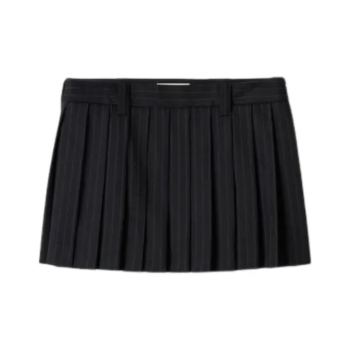MIU midi miu Pleated Pinstripe Mini Skirt Black