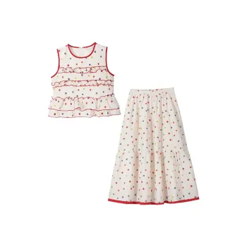 COVT Skirt Set Women's Red Polka Dot