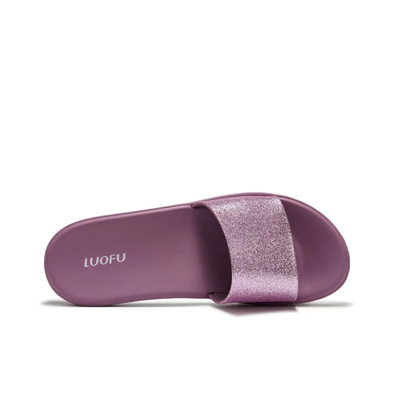 LUOFU Slide Slippers Women's Shimmery Powder/Shimmery Black/Shimmery Bean Paste-3