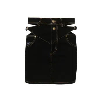 VERSACE JEANS COUTURE Baroque Buckle Denim Mini Skirt