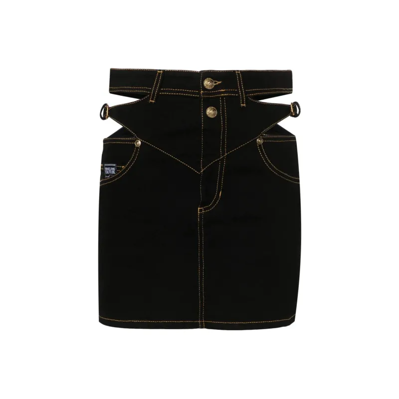 VERSACE JEANS COUTURE Baroque Buckle Denim Mini Skirt-0