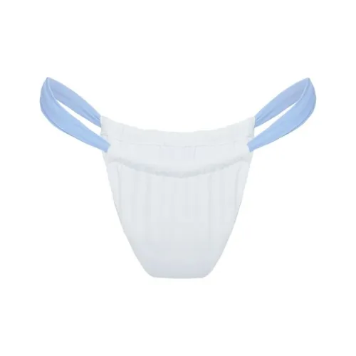 PRINCESS POLLY SUMMER SEASON RUCHED SIDE BIKINI BOTTOMS Swimming Shorts Women's Blue/White/Blue White