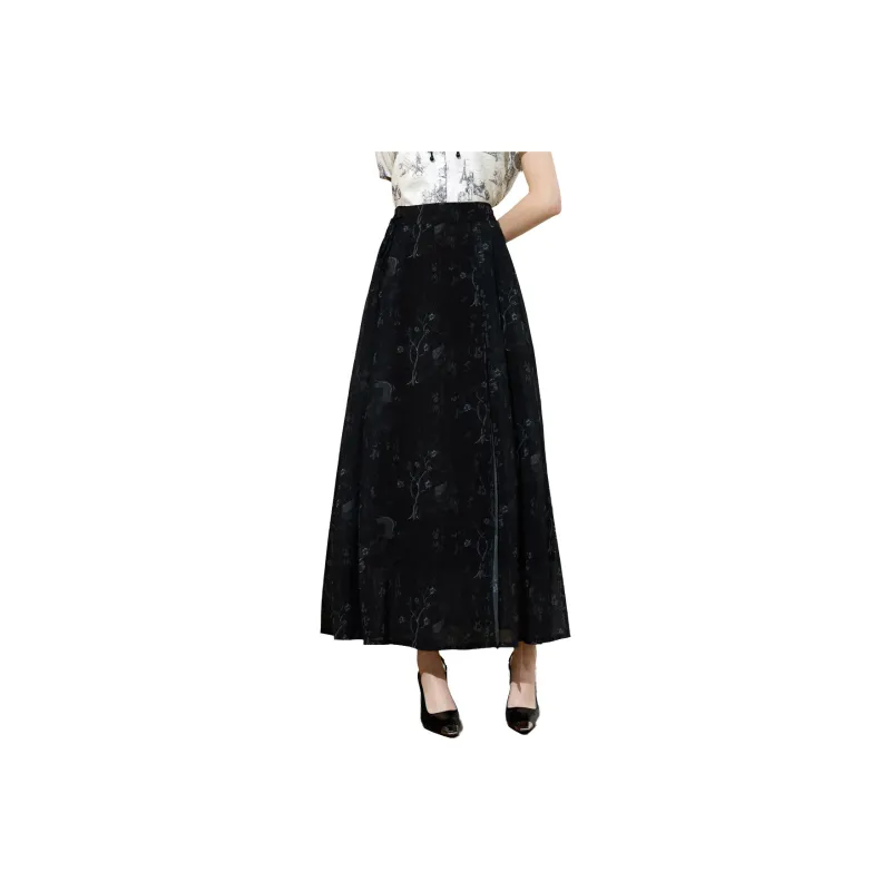SMEN Casual Long Skirts Women's Black-0