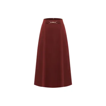 BBLLUUEE Casual Long Skirt Women's Frosty Maple Leaf Red