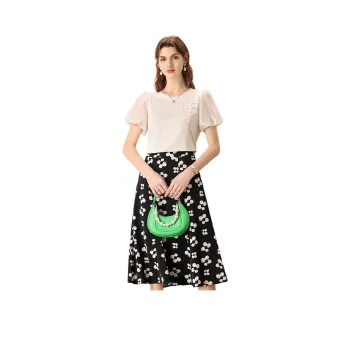 FENHONGMALI Skirt Set Women's Black White