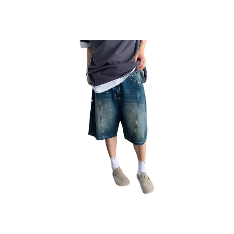 KVIV Denim Shorts Men Vintage Blue -0