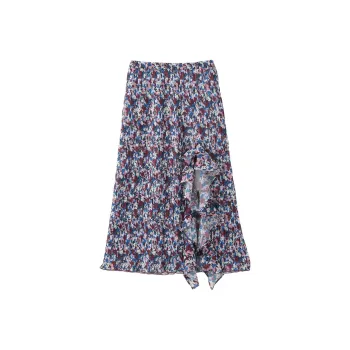 GANNI Floral Printed Ruffled Midi Skirt