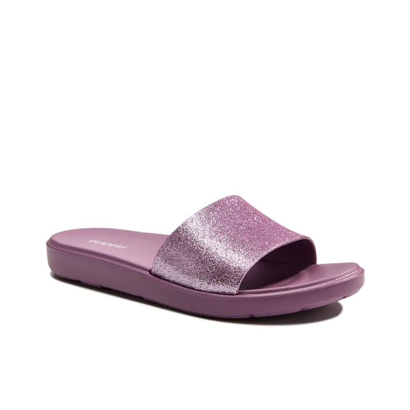 LUOFU Slide Slippers Women's Shimmery Powder/Shimmery Black/Shimmery Bean Paste-2
