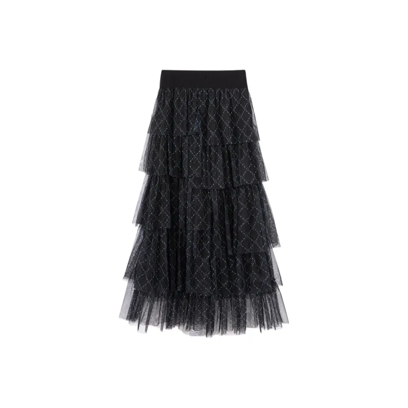 EICHITOO Casual Long Skirts Women's Black Plaid-0