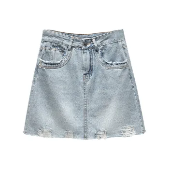 Cypress House Denim Short Skirts Women's Light Blue
