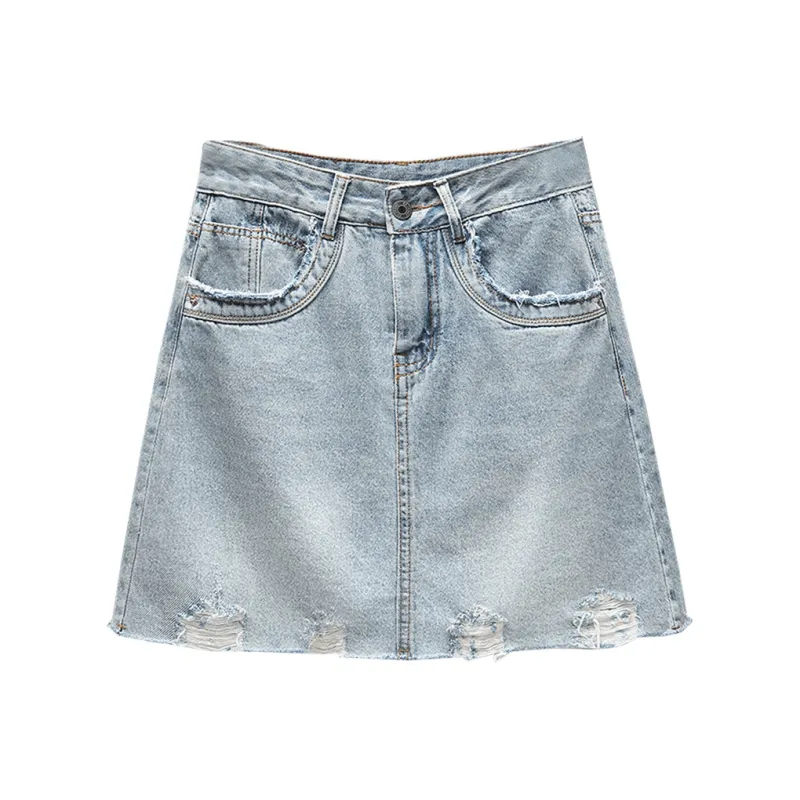 Cypress House Denim Short Skirts Women's Light Blue-0